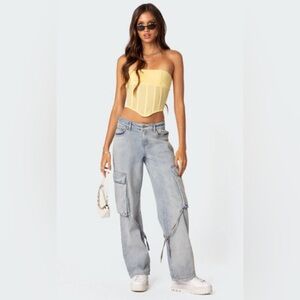 Zara NWT Denim Street Style Wide Leg Jeans Size 32.